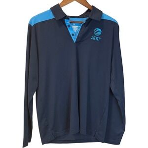 AT&T Mens Long Sleeve Pullover Shirt Blue Colorblock Size Medium No Flaws